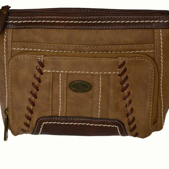 B.O.C. Born Concepts Brown Shoulder Handbag whip stitching Faux Leather Suede - Picture 10 of 10